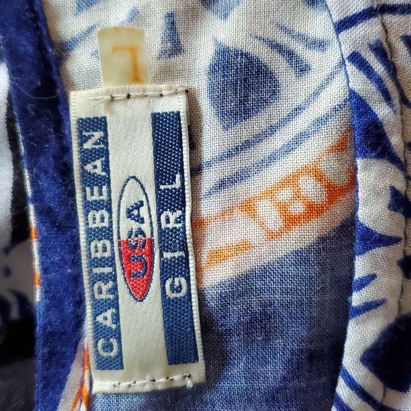 VINTAGE CARIBBEAN GIRL USA DRESS L ORANGE BLUE SUNDRESS LONG BEACH - Picture 9 of 9